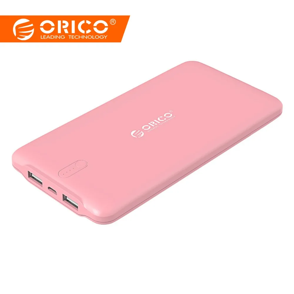

ORICO 10000mAh Ultra-Thin Power Bank External Battery Pack Dual USB Charger for iPhone 6s 7 iPad Tablet Samsung Xiaomi LG