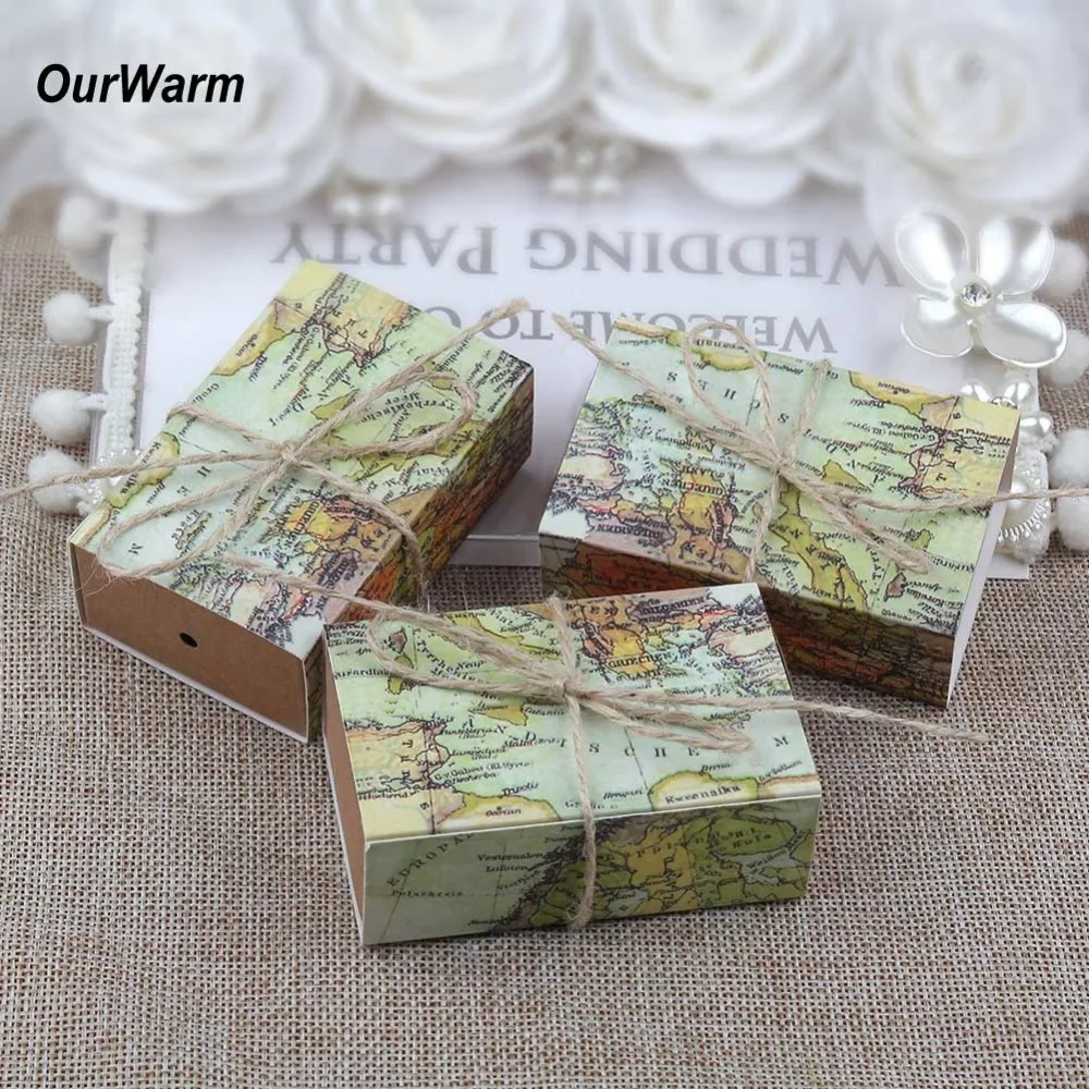 

OurWarm 200pcs Travel Theme Map World Candy Gifts Box Wedding Anniversaries Candy Gifts Event & Party Decoration