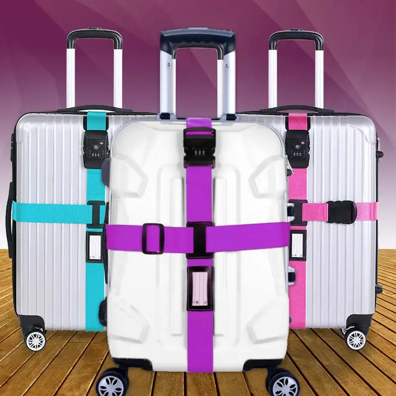 

Luggage Strap Cross Belt Packing Adjustable Travel Suitcase Nylon 3 Digits Password Lock Buckle Strap Baggage Belts WML
