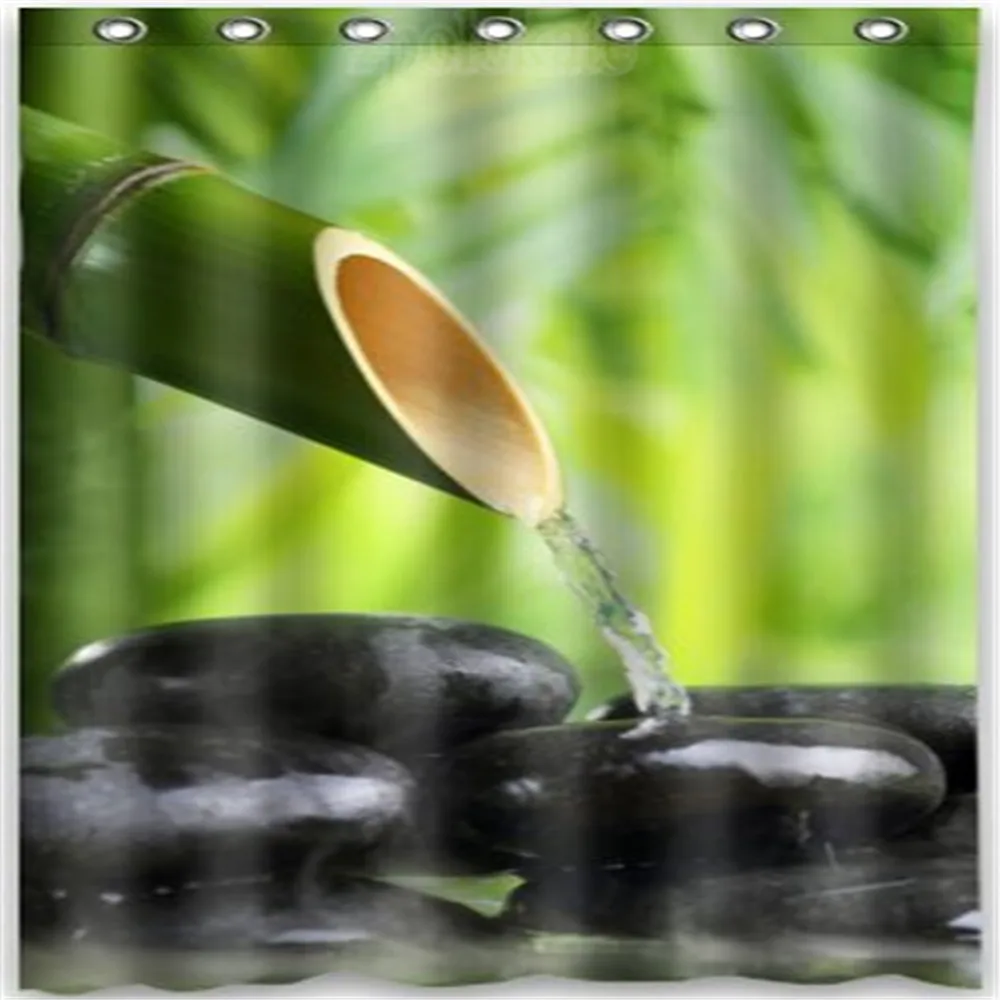Bamboo Shower Curtain New Waterproof Polyester Fabric Bath Curtain  Shower