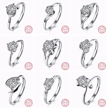 

New Hot Jewelry 925 Sterling Silver ring Austrian Crystal Weave Stylish Opening Adjustable Size Rings For Woman Christmas Girl