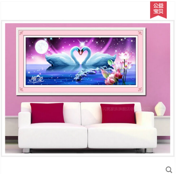 80*37 см DIY 5D алмазная картина лебедь вечная любовь круглые наборы для вышивки
