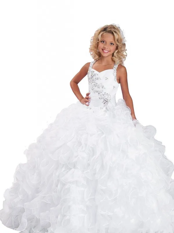 

Luxury Beading Crystals Ball Gown Flower Girl Dresses for Wedding Little Girls Pageant Dresses Birthday Gown Size 2-16Y Custom