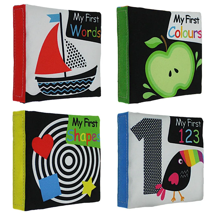 

baby educational toy my first book visual development cloth soft book good interactive tool for learning shapes colors 4books