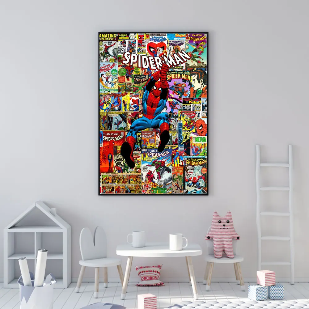 Удивительный Человек-паук Marvel Comics Супер герой коллаж холст стены Искусство Человек-паук холст живопись печать плакат картина домашний декор