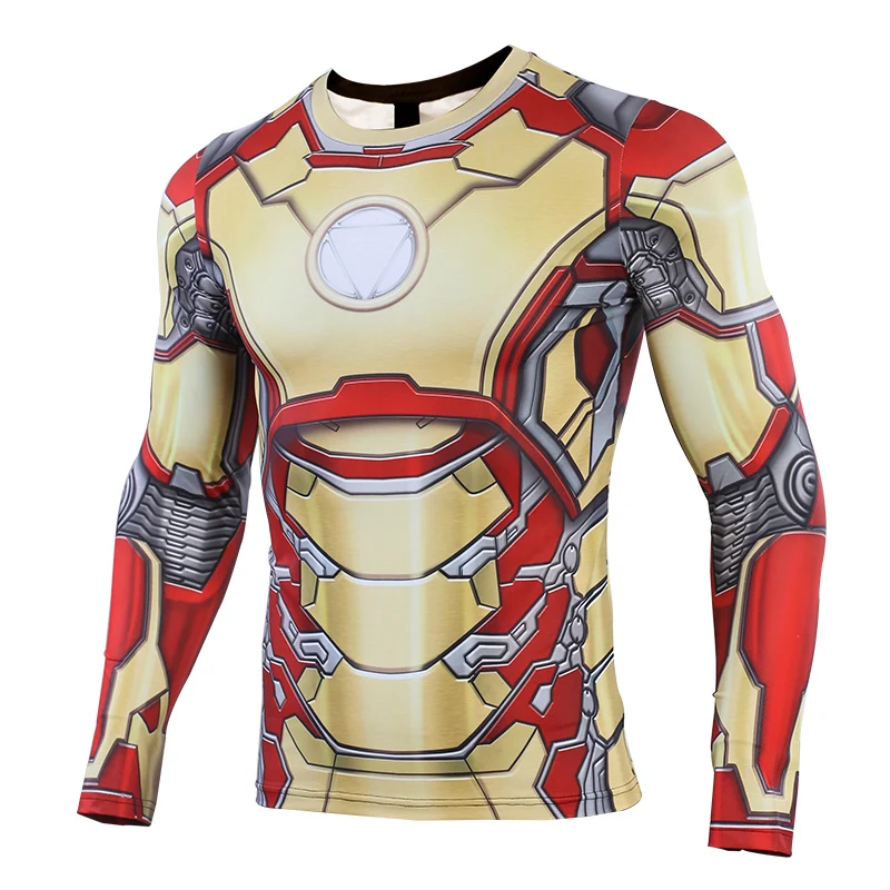 Koop Iron Man MK42 2019 Nieuwe 3D Compressie Shirt Gedrukt shirts Mannen Compressie Shirt Cosplay sneldrogende kleding Voor Sportscholen T Shirts