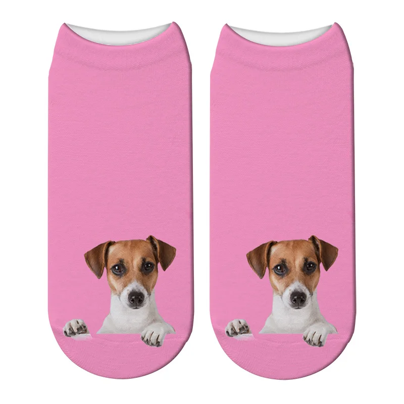 Модные носки с 3D принтом в стиле Харадзюку для собак короткие розовые носки с забавными животными японские кавайные носки с изображением Далматинских собак - Цвет: 7