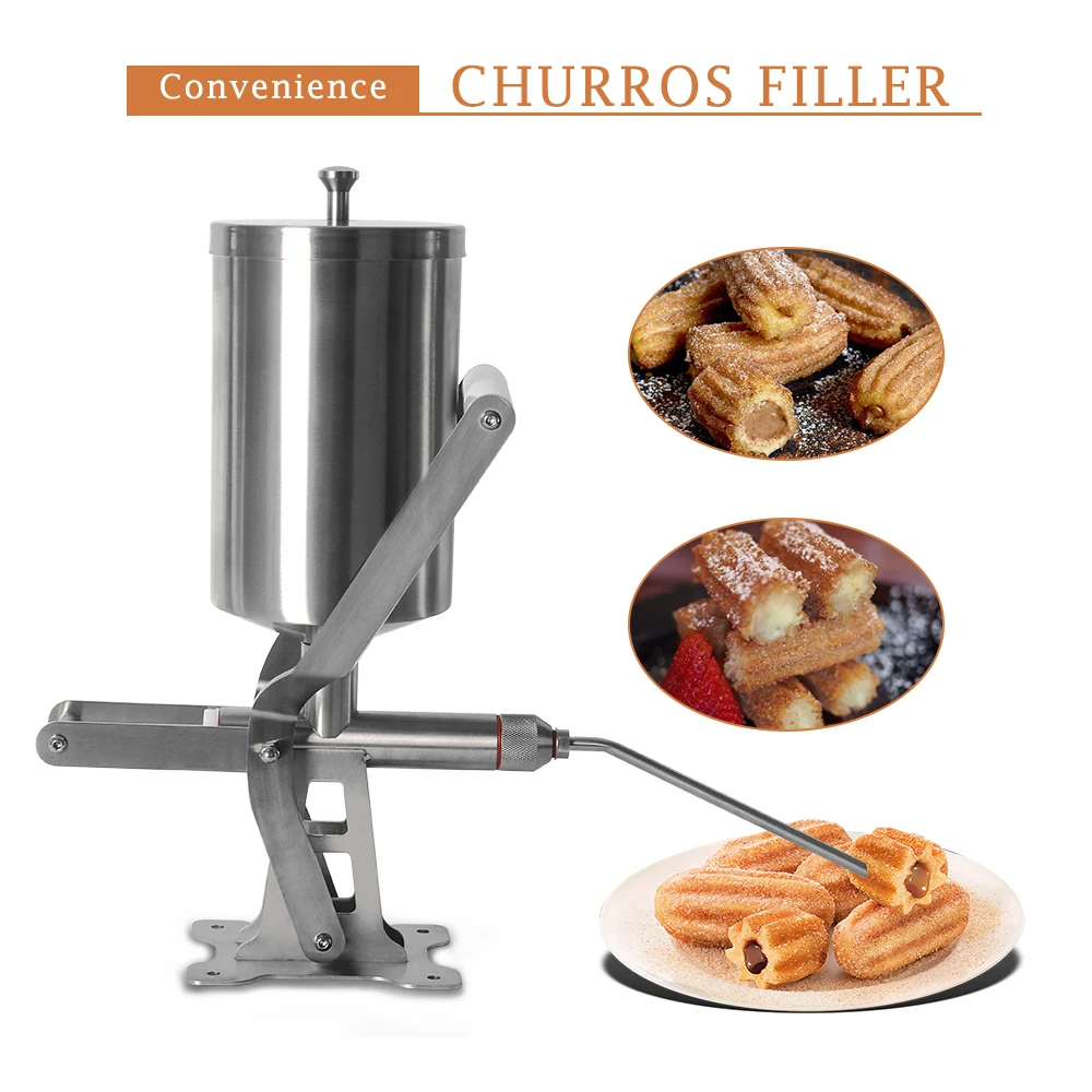 GZZT Manual Churros Filler Stainless Steel 2.3L Food Filling Machine Easy to Operate Suitable for Restaurant Household