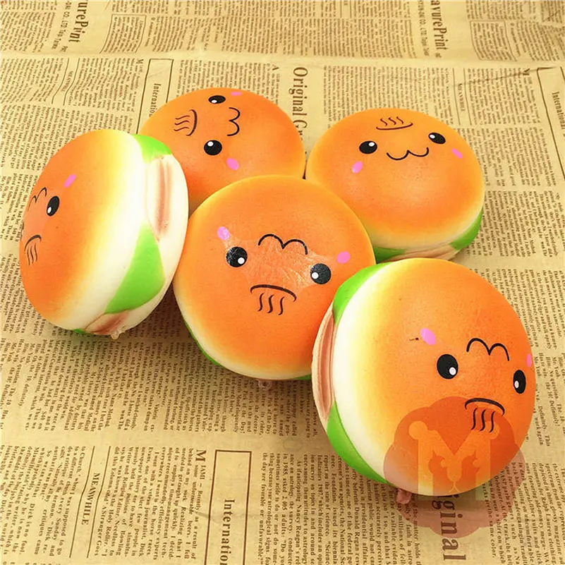 Jumbo Squishys Antistress Slow Rising Scented Face hamburger Charms Anti-stress Squishy Stress Reliever Decompression Toy | Игрушки и