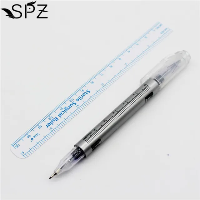 Microblading Surgical Skin Double Head Eyebrow Marker Pen With Measure Measuring Ruler Tattoo Skin Scribe Tool Disposable Microblading Surgical Skin Double Head Eyebrow Marker Pen With Measure Measuring Ruler Tattoo Skin Scribe Tool Disposable