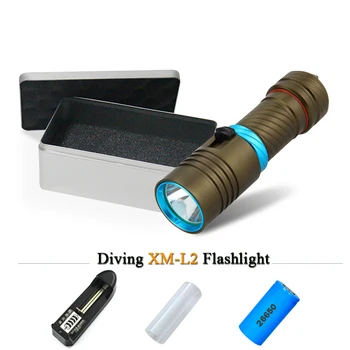 

Underwater torch dive flashlight CREE XM L2 waterproof 18650 OR 26650 rechargeable battery Diving light hunting and fishing