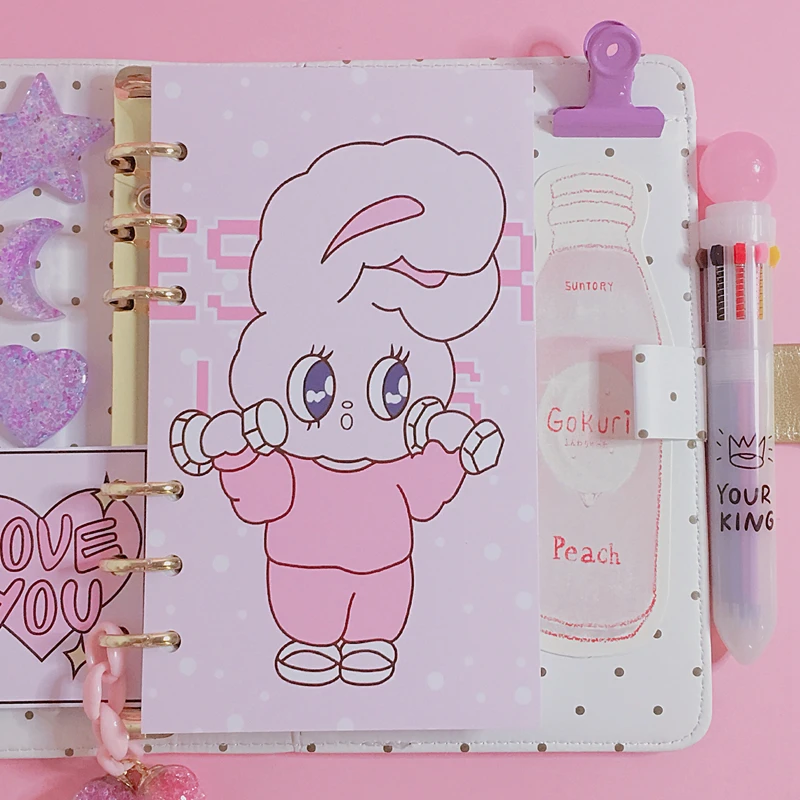 

1 Sheet Lovely cartoon rabbit Index Dividers A6 Spiral Notebook Loose Leaf Separator Page Notebook Paper Inside Page Inner Paper