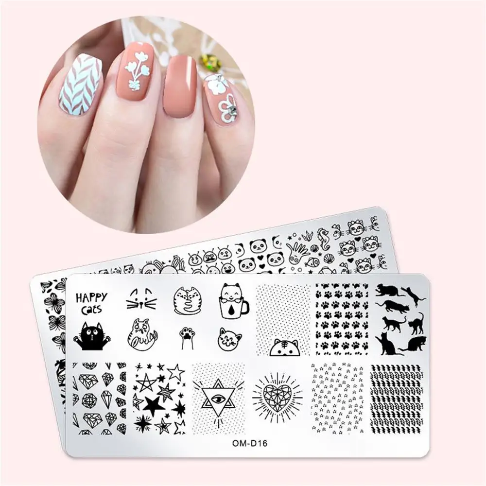 

Geometry Nail Stamping Template Mandala Spring Garden Negative Space Geo Flower Leaf Stamp Nail Stamping Plates Nail Art Tools