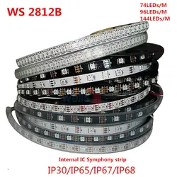 1/5 метра WS2812B IP68 полный Цвет симфония 74 96 144 светодиодный Pixel/м SMD 5050 встроенный IC программируемые адресуемых 5 В полосы света