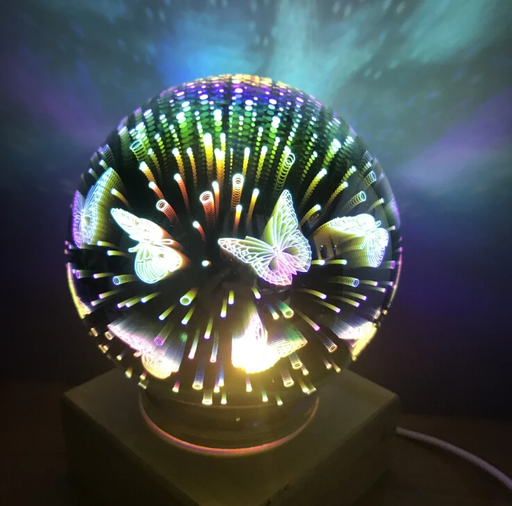 Волшебный шар цветной стеклянный 3d Звездное небо Ночной светильник питание от USB