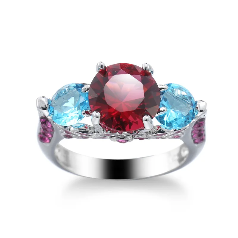 

Yunkingdom Engagement Ring for Women Wedding Band Zircon gules Color zircon crystal Rings for Women Gold Color