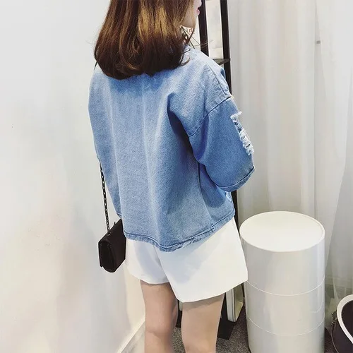 Blusa Real Tumblr 2017 Summer New Women Korean Loose Personality Cowboy T Shirt Female Short Sleeved Coat Tide Thin Clothes Blusa Real Tumblr 2017 Summer New Women Korean Loose Personality Cowboy T Shirt Female Short Sleeved Coat Tide Thin Clothes