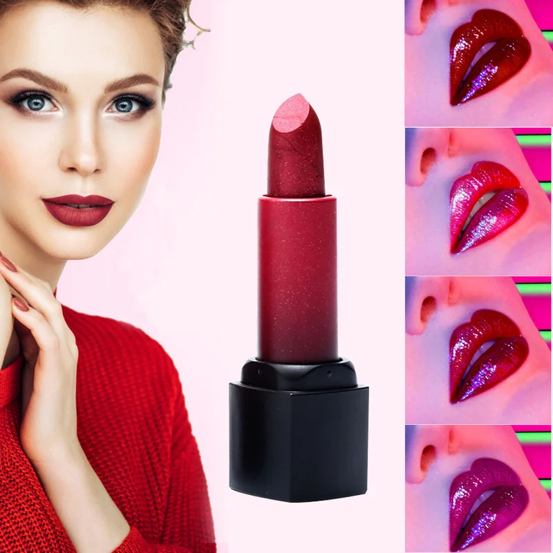 

New Lipstick Matte Waterproof Velvet Lip Stick 4 Colors Sexy Red Brown Pigments Makeup Metal Color Lip sticks Beauty Lips TSLM1