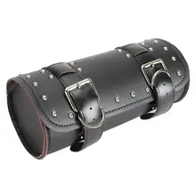 Black Motorcycle Tool Saddle Bag PU Leather Metal Buckles Scooter Bags For Harley Davidson font b