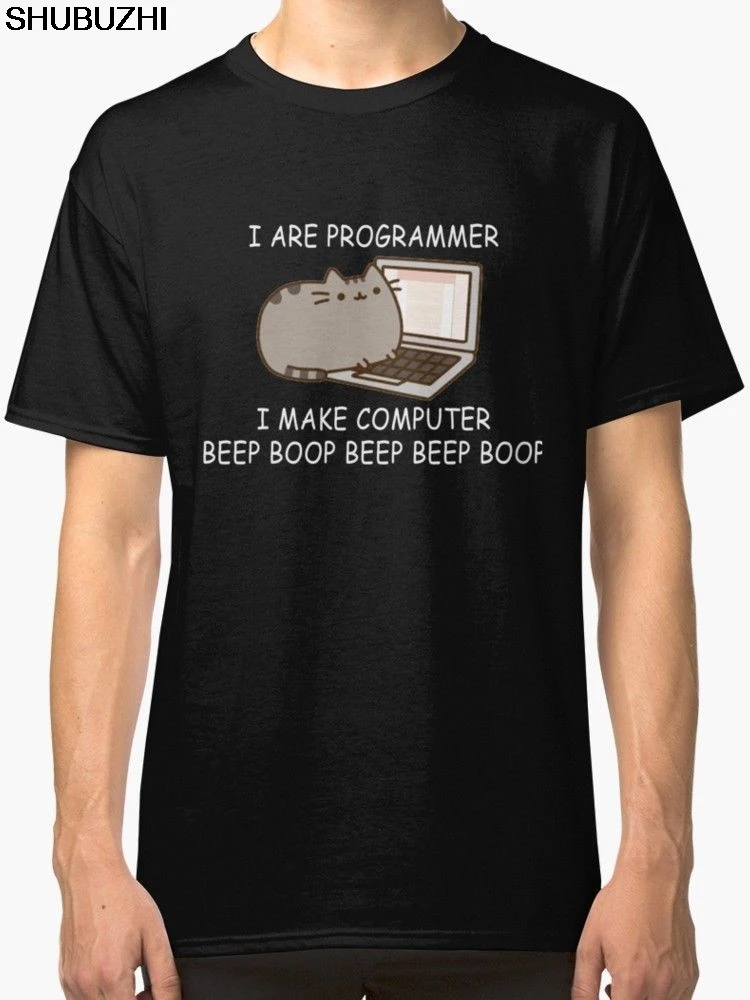 

Retro 100% Cotton Prin T Shirt Tee Fashion Short Sleeve O-Neck Mens I Are Programmer I Make Computer Beep Boop Coder T Shirts