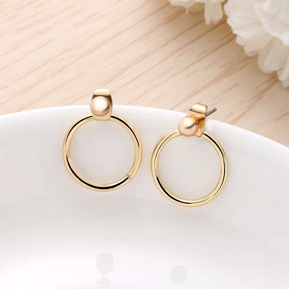 

1Pair Simple Lovely Unisex Geometric Round Metal Ear Stud Round Hoop Earrings Jewelry Punk Style Ear Stud