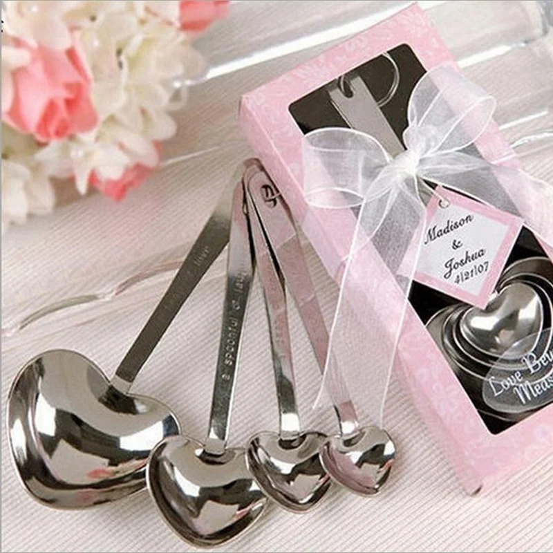 

One Set of Four Sweet Heart Shaped Measuring Spoons Wedding Favors Cool Lovely Luxury Dinnerware