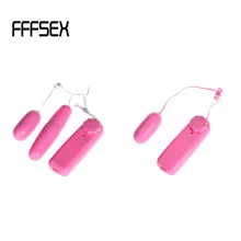 FFFSEX Portable Size Battery Powered Dual Eggs Vibrator Female Vibrating Eggs Vibrator Wire Control Clitoris Stimulator pink