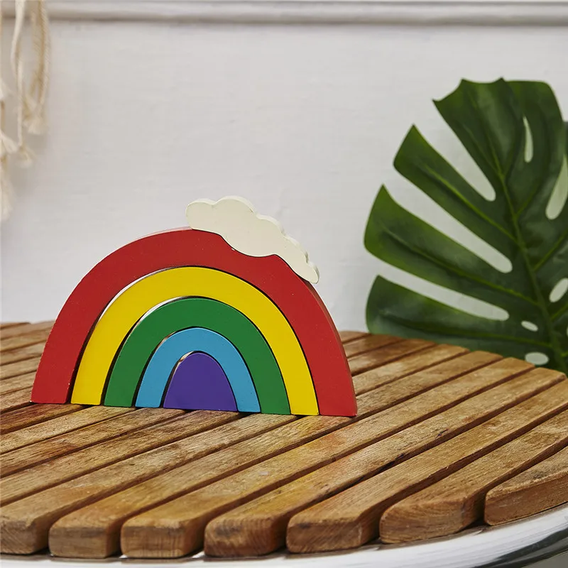 

Beautiful Wooden Blocks Toys Cute Rainbow Cloud ssembling Blocks Infant Children Educational Baby Unisex Toys Gifts