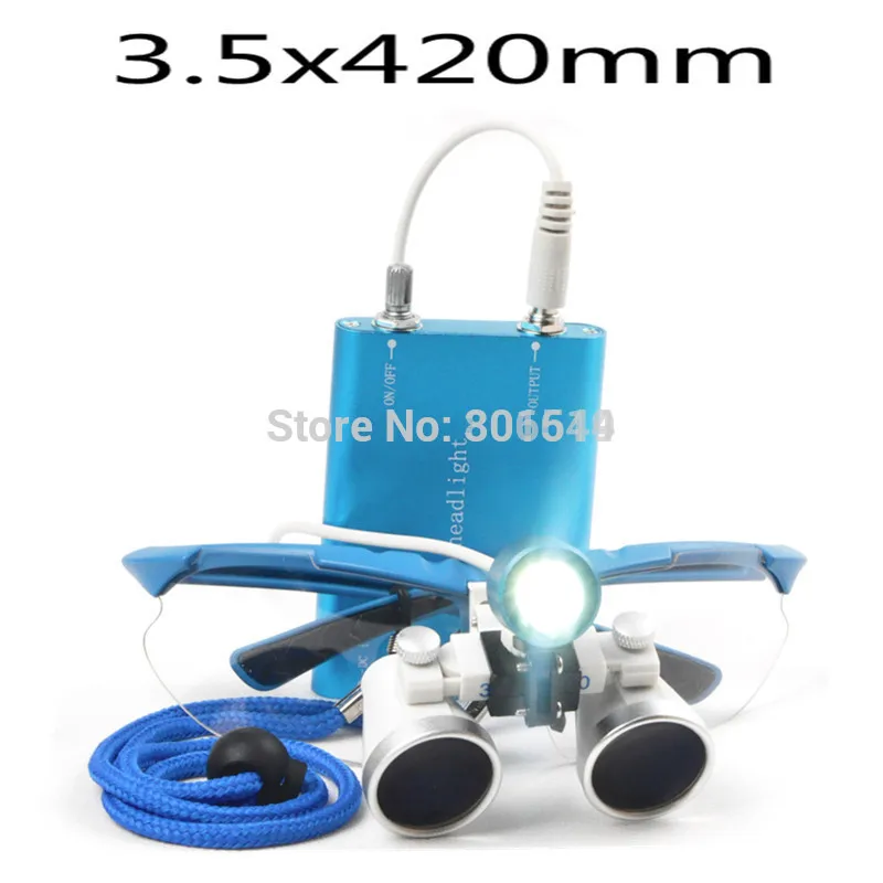 

Dental Surgical Medical Binocular Loupe 3.5X 420mm + LED Head Light Lamp SX-09 free shipping