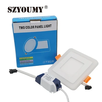 

SZYOUMY AC85-265V LED Panel Light 6W 9W Square Concealed Dual Color Cool White+Blue/Red/Pink/RGB Lamp Downlight