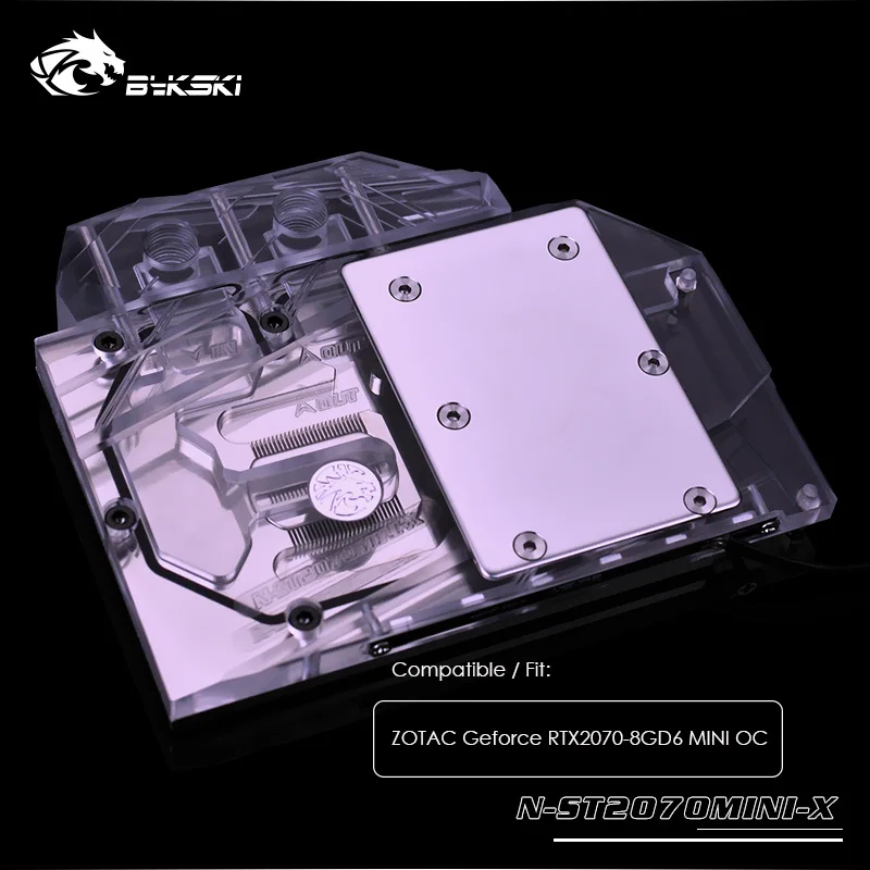 

Bykski water block use for ZOTAC Geforce RTX2070-8GD6 MINI OC ,12VRGB/5V RBW Light,Light mainboard can control N-ST2070MINI-X