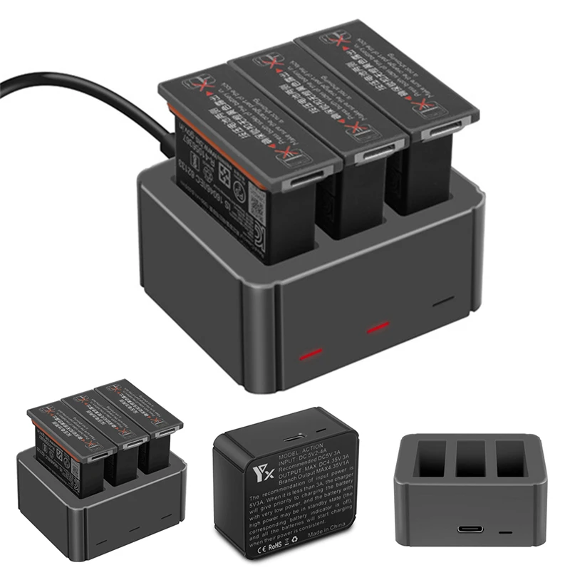 

For DJI Osmo Action Camera OSMO Action Lithium 3 in 1 Multi Smart Battery Charging Hub Battery Intelligent Charging Charger Hub