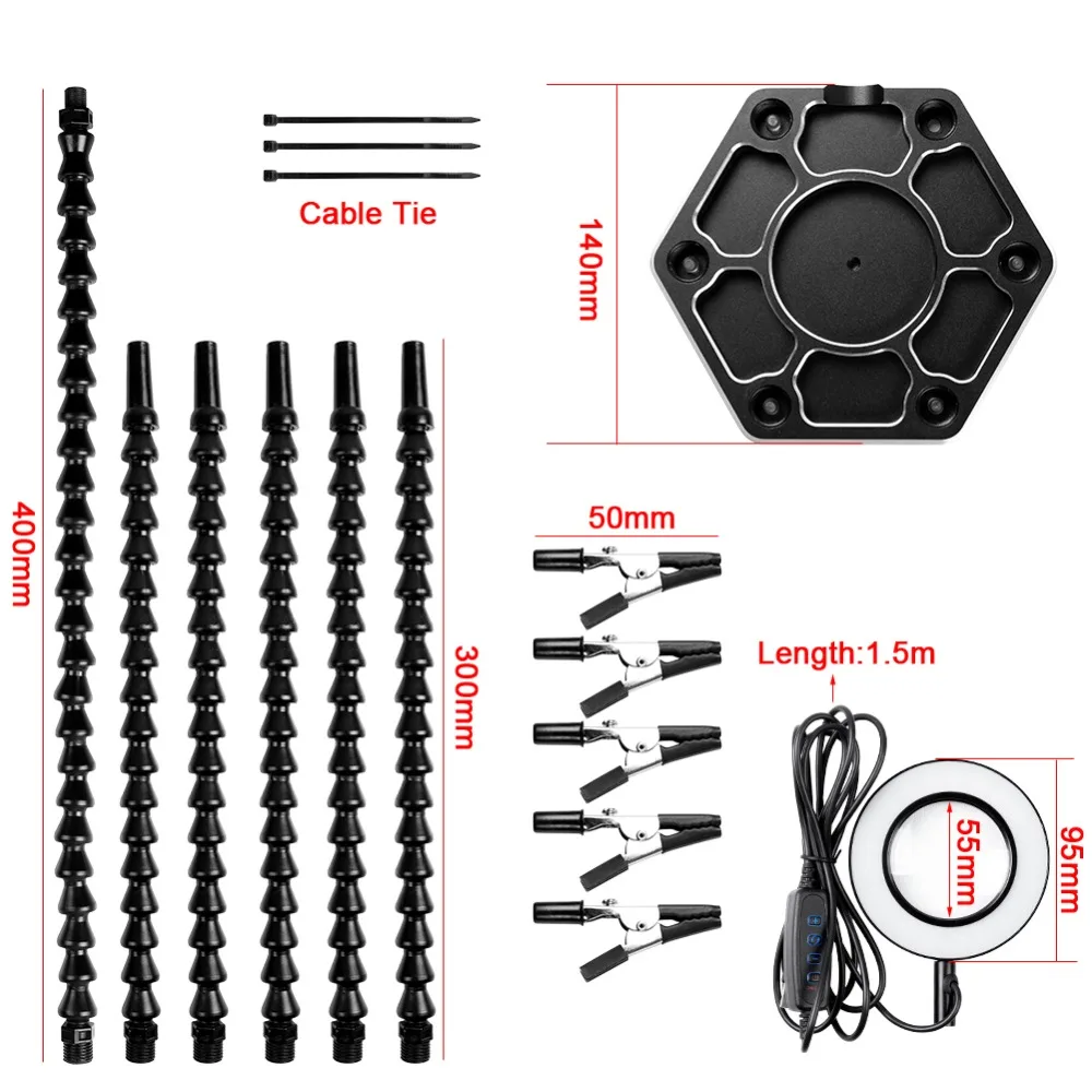 NEWACALOX черный держатель паяльника с 6 шт. помощи руки фонарь Лупа паяльная станция PCB Сварка ремонт инструменты