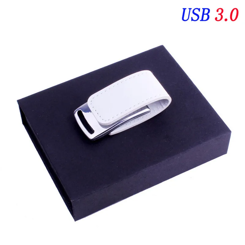 JASTER флеш-накопитель USB 3,0 8 ГБ 16 ГБ 32 ГБ 64 Гб кожаная Флешка с картонной коробкой печать логотипа - Цвет: White