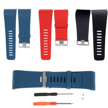 

MASiKEN Replacement Watch Band Strap for Fitbit Surge Watchbands Smart Watch TPU Wristband L S Size with Tools Metal Buckle