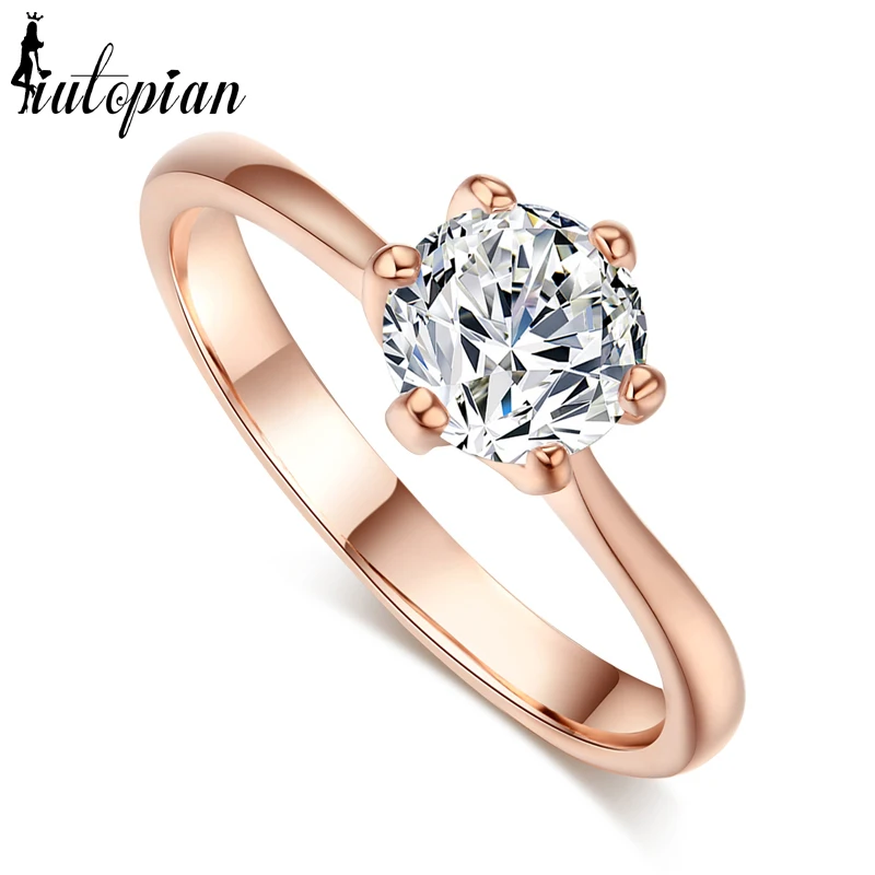 

Iutopian Rose Color Genuine Austrian Zircon Ring Anel For Women With Austrian Crystal Stellux Cubic Zirconia 1#RG90786