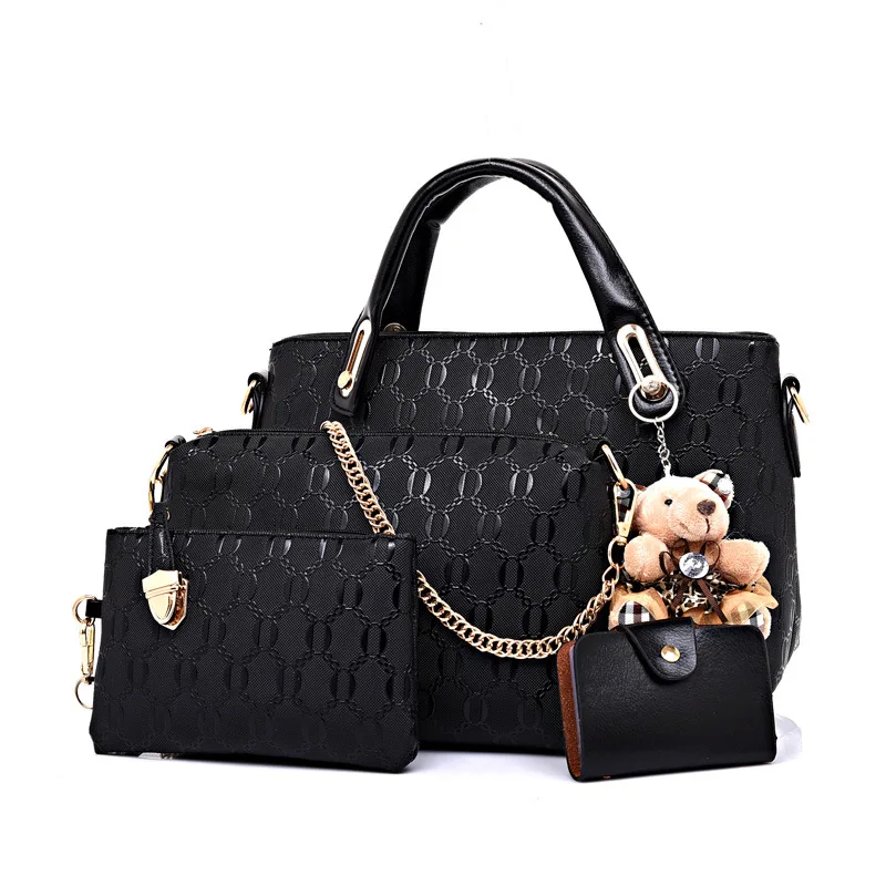 

JIULINNew Bear Embossed Four-piece Maternal Chao Bag women handbags