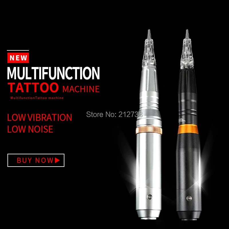 

2018 New Professional Silver/Black Permanent Makeup Machine Pen with Needles Eyebrow Lip Pen Tatto Gun Set with 16pcs Cartridge