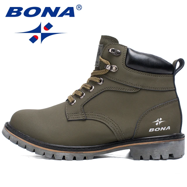 BONA New Arrival Style Men Hiking Shoes Lace Up Outdoor Jooging Trekking Sneakers Cow Leather Men Climbing Boots Free Shipping