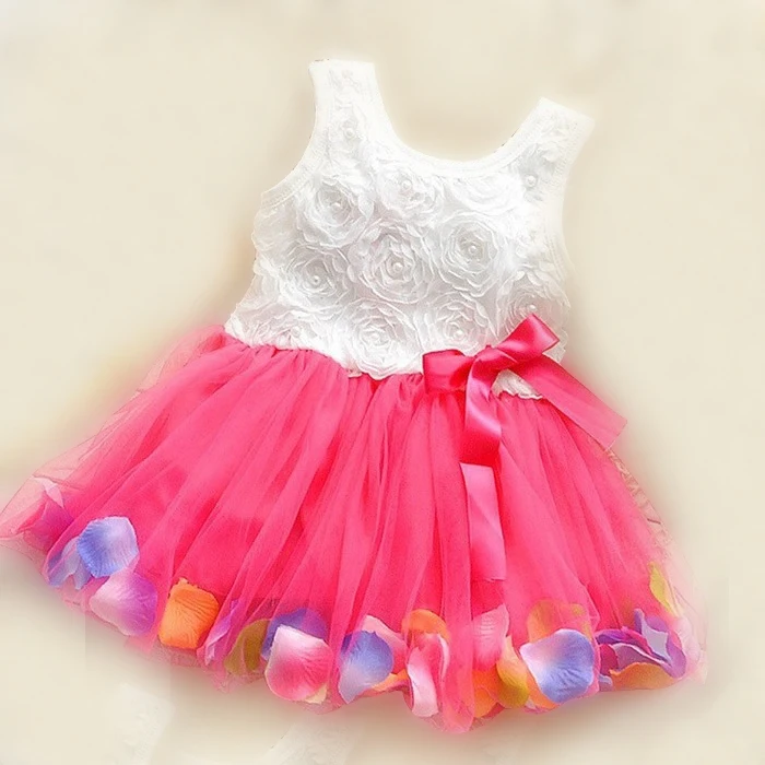0-2 years summer girls dress girls rose petal hem dress...