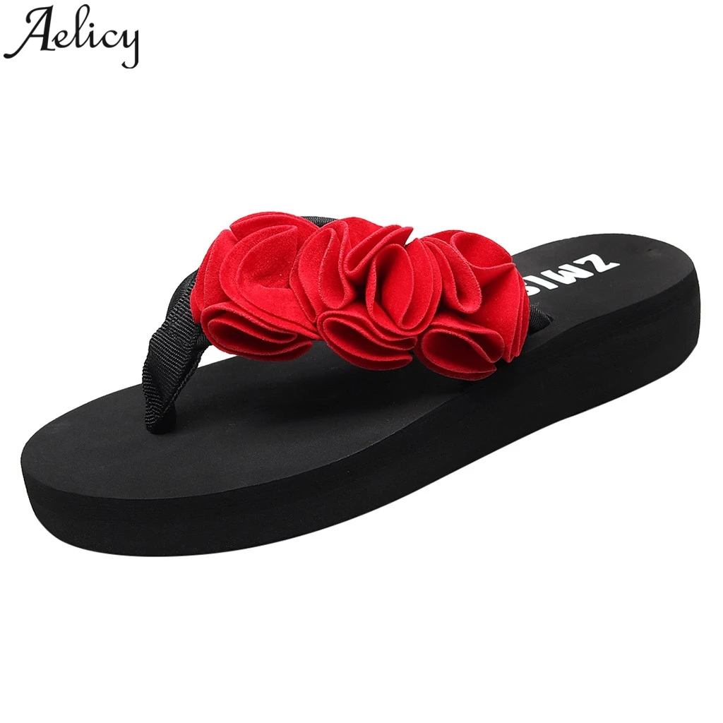 

JAYCOSIN 2019 Women Slipper Summer Fashion Flower Clip Toe Flip Flops Non-Slip Wedges Beach Slippers Zapatos De Mujer Femme