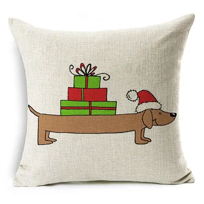 Льняная наволочка для подушки с изображением рождественской собаки породы такса, золотой ретривер, наволочка для подушки, декоративная наволочка, чехол для подушки, домашний декор - Цвет: 7