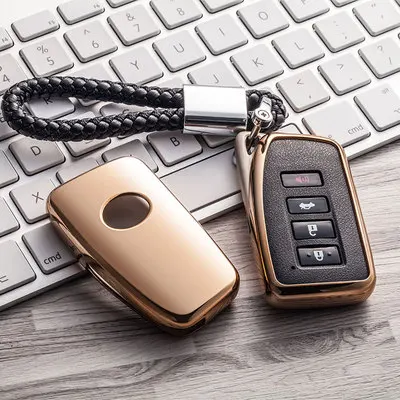 Мягкий чехол из ТПУ для ключей для автомобиля автоматическая защита ключа подходит для Lexus ES/RX/NX/RX200t nx200 слез неба искусственный кристалл кулон - Название цвета: A-Gold-keychain