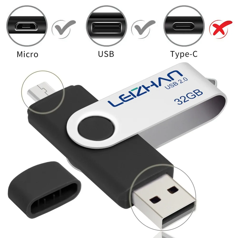 LEIZHAN мобильный USB флеш накопитель 128 Гб 64 ГБ 32 16 8 4 карта памяти микро U Диск otg usb