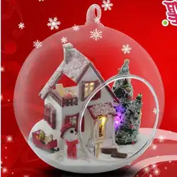 Diy 12 см рождество поцелуи романтический стеклянный шар дом собрать подарок игрушки подарки для любовник день святого валентина рождество