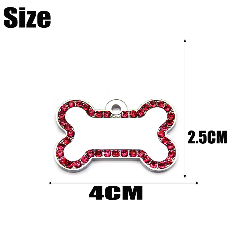 Шикарные стразы в форме кости Персонализированные собаки кошки ID бирки собаки аксессуары ювелирные изделия индивидуальные Выгравированные кошки щенка имя и телефон