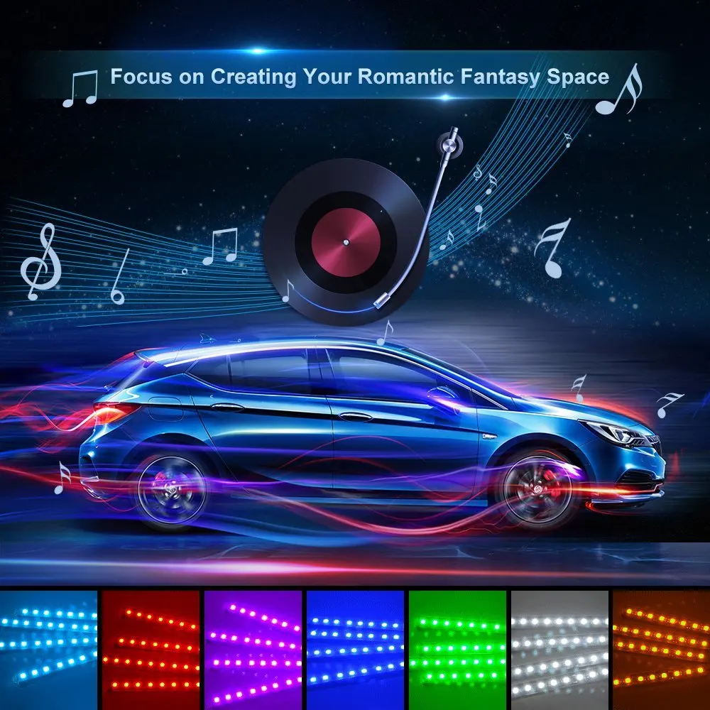 Светодиодная лента для автомобиля cascaleca, автомобильная интерьерная RGB атмосферная лампа, Bluetooth управление, Голосовое управление музыкой, комплект 12 В, автомобильный стиль