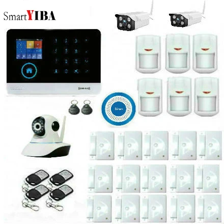 

SmartYIBA WIFI+GSM Dual Network APP Remote Control Home Alarm System +Wireless Siren+PIR/Door Sensor+Indoor/Outdoor IP Camera