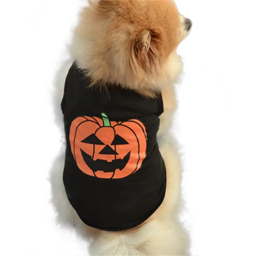 

Pet Clothes Pet Dog Halloween Festivals Pumpkin Cotton Black Vest T-shirt Clothes Pets Acessorios 17AUG23