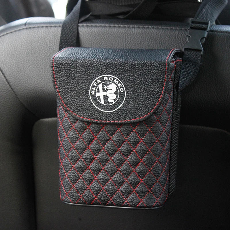 

Car Trash Can Organizer Garbage Holder Automobiles Storage Bag Accessories Paper Dustbin for Stelvio Giulia ALFA ROMEO 147 159